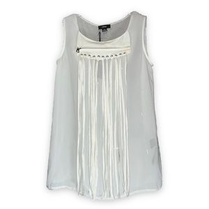 NEW Rudsak White Midwest Blouse Shirt with Suede Tassels Women’s Size Small